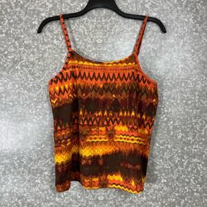 Lane Bryant Women's Plus Size Orange Tribal Print Tank Top - Size 14/16W - Bold